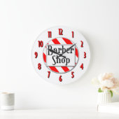 理容師ショップレッドホワイトレトロウォールクロック ラージ壁時計 (ホーム)