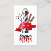 理容師ショップレッド理容師ポールバーショップQRコード 名刺 (正面)