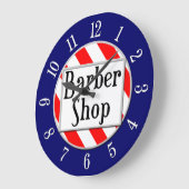 理容師ショップレッド、ホワイト、ブルーのレトロ時計 ラージ壁時計 (傾斜)