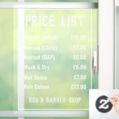 理容師ショップ価格表ウィンドウの固定 ウィンドウサイン (ホーム)