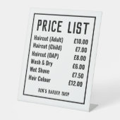 理容師ショップ価格表台座看板 台座サイン (正面)