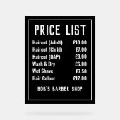 理容師ショップ価格表 アクリルサイン (正面)