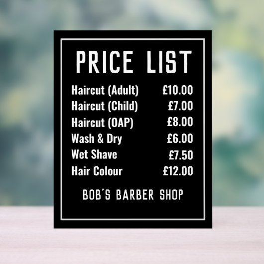 理容師ショップ価格表 アクリルサイン (ニュートラル)