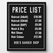 理容師ショップ価格表 フォトプラーク (正面)