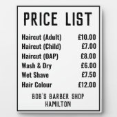 理容師ショップ価格表 フォトプラーク (正面)