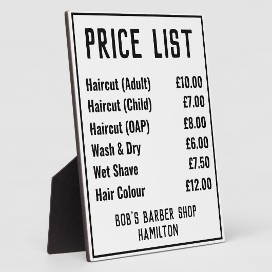 理容師ショップ価格表 フォトプラーク (側面)