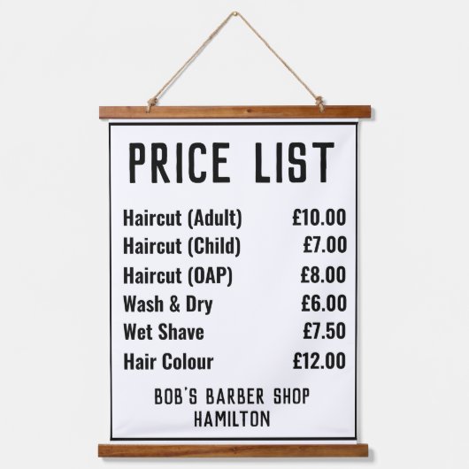 理容師ショップ価格表 吊り下げ型タペストリー (正面)