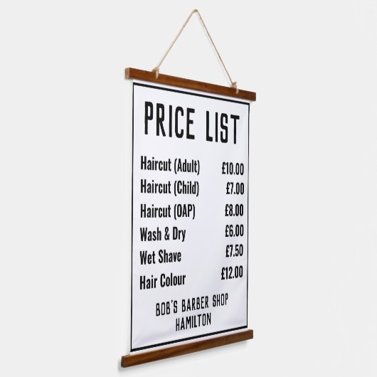 理容師ショップ価格表 吊り下げ型タペストリー (傾斜あり)