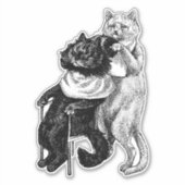 理容師ショップ猫の動物イラストレーションアート シール (正面)