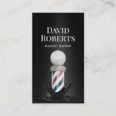 理容師ショップ理容師ポールブラックモダンバーバーショップ 名刺 (正面)