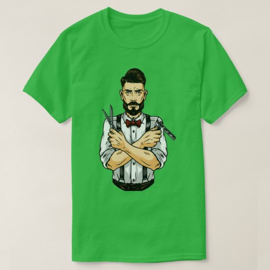 理容師ショップ理容師 Tシャツ (デザイン正面)