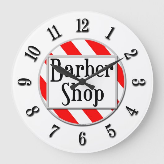 理容師ショップ白黒レッドレトロ時計 ラージ壁時計 (正面)