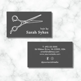 理容師ショップ美容師シザーズダークグレーカスタム 名刺