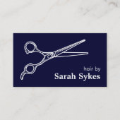 理容師ショップ美容師シザーズネイビーブルーカスタム 名刺 (正面)