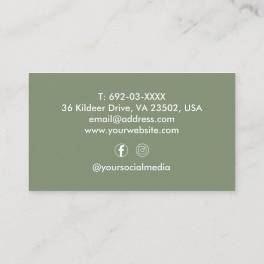 理容師ショップ美容師シザーセージグリーンカスタム 名刺 (裏面)