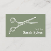 理容師ショップ美容師シザーセージグリーンカスタム 名刺 (正面)