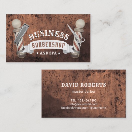 理容師ショップ美容師バービアバーバーバーショップカッパー 名刺 (正面/裏面)