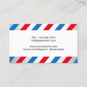 理容師ショップ美容師ブルー&レッドストライプズ 名刺 (裏面)