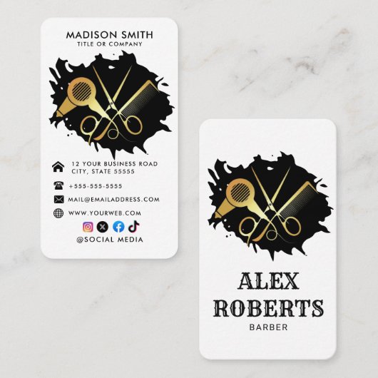 理容師ショップ美容師プロフェッショナルバーバーショップB 名刺 (正面/裏面)