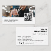 理容師ショップ美容師プロフェッショナルバーQRコード 名刺 (正面/裏面)