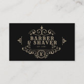 理容師ショップ美容師ヴィンテージブラック 名刺 (正面)