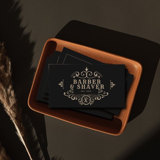 理容師ショップ美容師ヴィンテージブラック 名刺