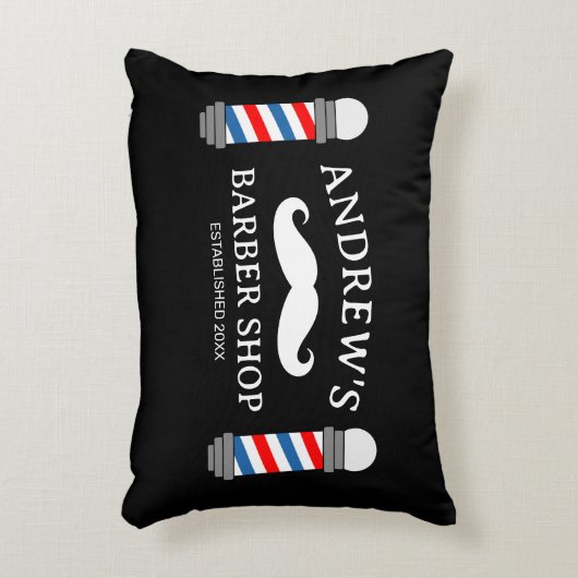 理容師ショップ装飾用クッションと口ひげロゴ アクセントクッション (正面(垂直))