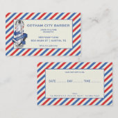 理容師ショップ赤白青ストライプポール 予約カード (正面/裏面)