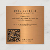 理容師ショップ金ゴールドはさみポールプロモーションQRコード スクエア名刺 (裏面)