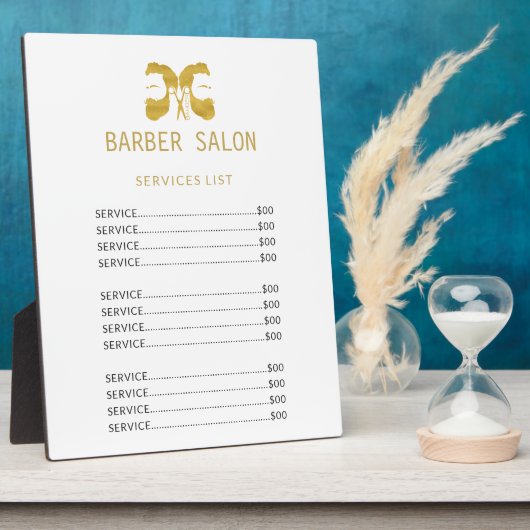 理容師ショップ金ゴールドエレガントホワイトサービス価格表 フォトプラーク (側面)
