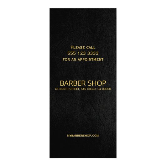 理容師ショップ金ゴールドブラックレザールック価格表 ラックカード (裏面)