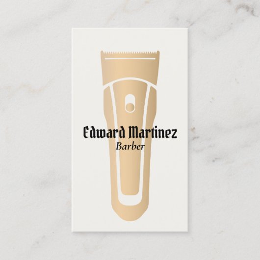 理容師ショップ金ゴールドヘアクリッパーバーバーショップ 名刺 (正面)