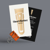 理容師ショップ金ゴールドヘアクリッパーバーバーショップ 名刺