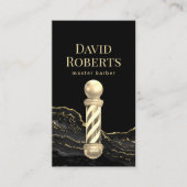 理容師ショップ金ゴールドマーブルバーバーバーショップ美容師 名刺 (正面)