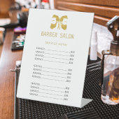 理容師ショップ金ゴールド白価エレガント値一覧サービス 台座サイン