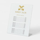 理容師ショップ金ゴールド白価エレガント値一覧サービス 台座サイン (正面)