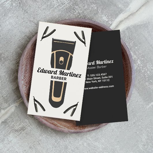 理容師ショップ電気クリッパー、カミソリ 名刺