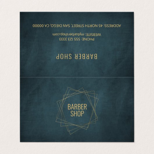 理容師ショップ高級エレガント金ゴールドネイビーサービス 名刺 (外部フラット)