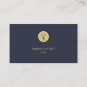 理容師ショップ高級シンプル金ゴールドネイビーアポイントメント 予約カード (正面)