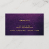 理容師ショップ高級シンプル金ゴールドパープルレザールック 名刺 (裏面)