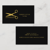 理容師ショップ高級シンプル金ゴールドブラック 名刺 (正面/裏面)