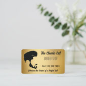 理容師ショップqrコード金ゴールドとブラック 名刺 (スタンド正面)