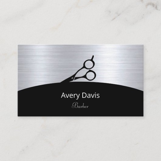理容師ショッモダンクシルバー&ブラック美容師 名刺 (正面)