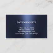 理容師ショッモダンプネイビーブルーメタル美容師 名刺 (裏面)
