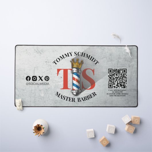 理容師ショッ王室のククラウン理容師ポールヘアサロンQR デスクマット (キッズテーブル)