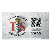 理容師ショッ王室のククラウン理容師ポールヘアサロンQR マグネット名刺 (正面)