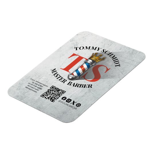 理容師ショッ王室のククラウン理容師ポールヘアサロンQR マグネット (左側)