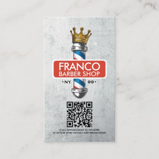 理容師ショッ王室のククラウン理容師ポールヘアサロンQR ロイヤリティカード (正面)