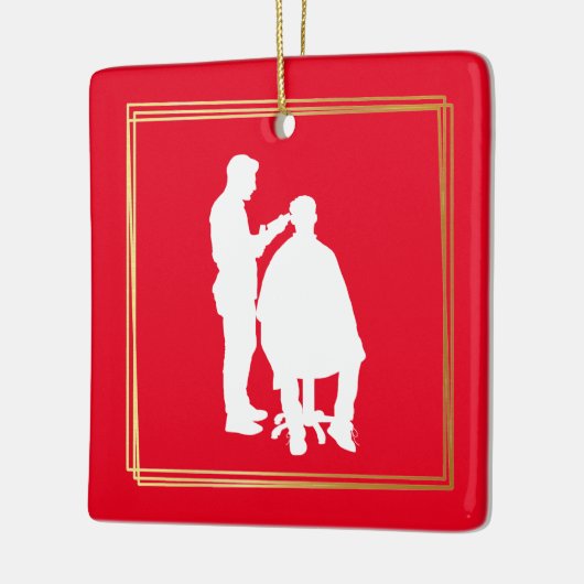 理容師シルエットクリスマスオーナメント名 セラミックオーナメント (左)