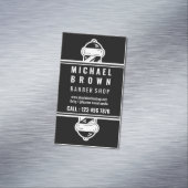 理容師シンプルポールミニマル白黒 マグネット名刺 (インサイチュ)
